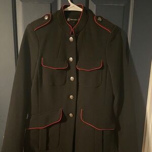 RARE Zara Military Blue & Red Jacket with Silver Buttons Women’s Small